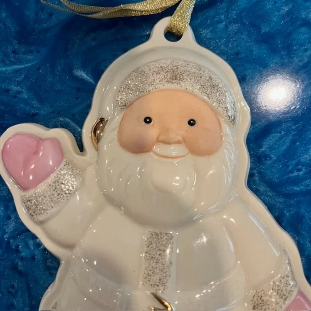 Set of Lenox Ceramic Santa & Mrs Claus Cookie Mold Ornaments